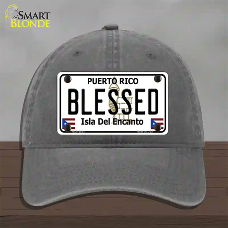 Blessed Puerto Rico Novelty License Plate Hat Unconstructed Cotton / Charcoal