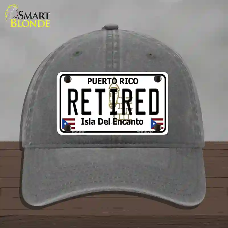 Retired Puerto Rico Novelty License Plate Hat Unconstructed Cotton / Charcoal