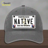 Native Puerto Rico Novelty License Plate Hat Unconstructed Cotton / Charcoal