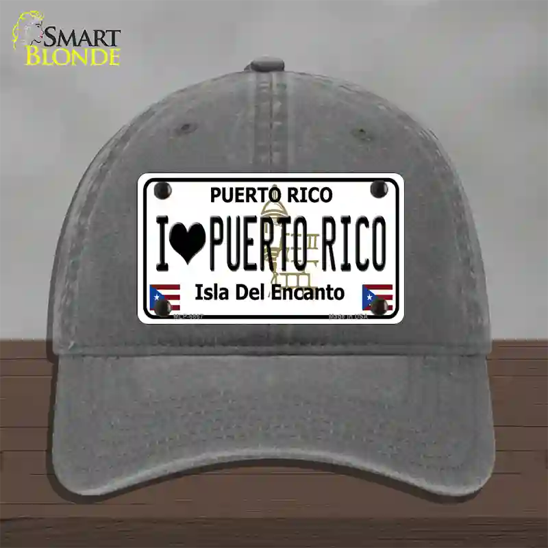 I Heart Puerto Rico Novelty License Plate Hat Unconstructed Cotton / Charcoal