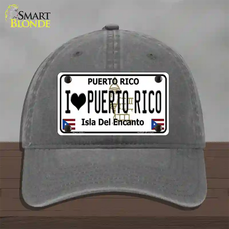 I Heart Puerto Rico Novelty License Plate Hat Unconstructed Cotton / Charcoal