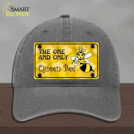 Queen Bee Yellow Novelty License Plate Hat Unconstructed Cotton / Charcoal