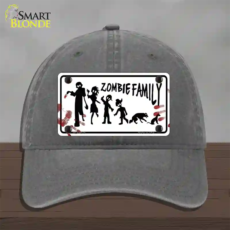 Zombie Family White Novelty License Plate Hat Unconstructed Cotton / Charcoal