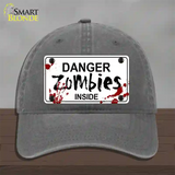 Danger Zombies Inside Novelty License Plate Hat Unconstructed Cotton / Charcoal