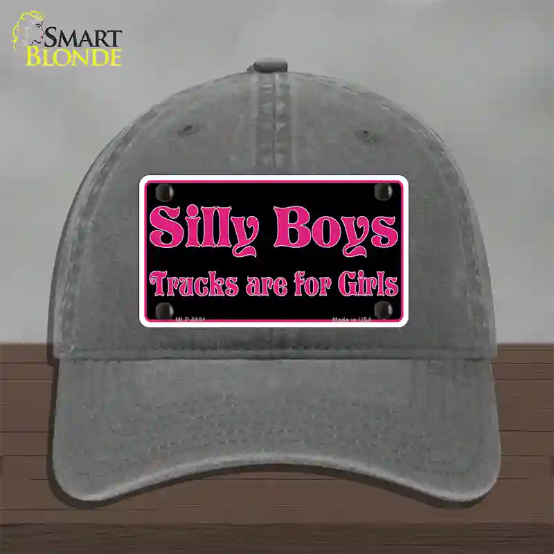 Silly Boys Trucks For Girls Novelty License Plate Hat Unconstructed Cotton / Charcoal