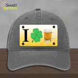 I Shamrock Beer Novelty License Plate Hat Unconstructed Cotton / Charcoal