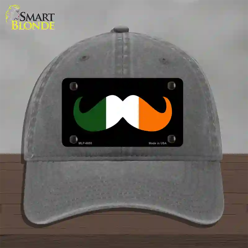 Irish Mustache Novelty License Plate Hat Unconstructed Cotton / Charcoal