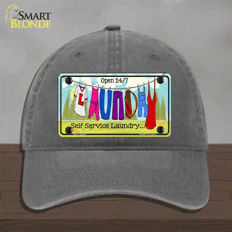 Laundry Self Service Novelty License Plate Hat Unconstructed Cotton / Charcoal