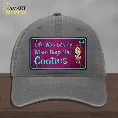 When Boys Had Cooties Novelty License Plate Hat Unconstructed Cotton / Charcoal