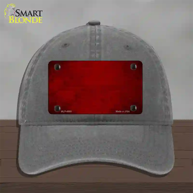 Red Oil Rubbed Solid Novelty License Plate Hat Unconstructed Cotton / Charcoal