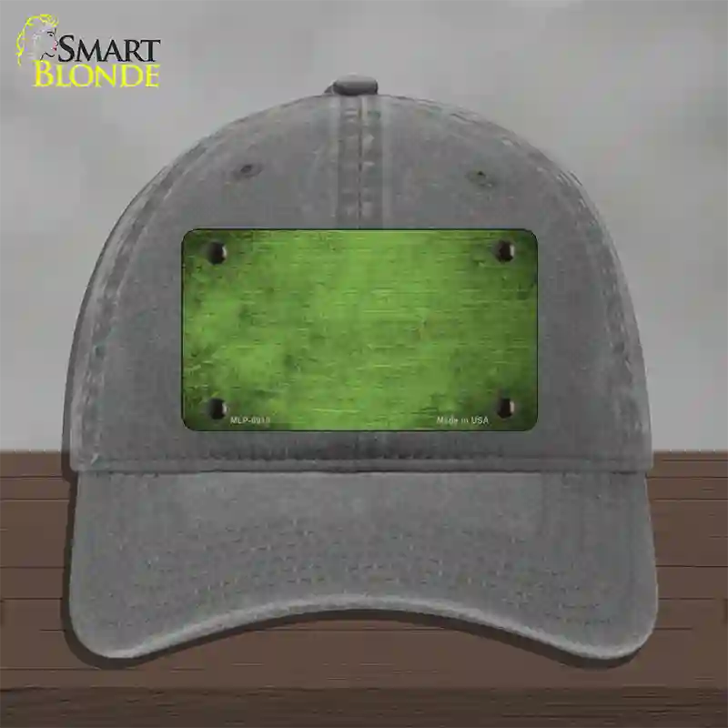 Lime Green Oil Rubbed Solid Novelty License Plate Hat Unconstructed Cotton / Charcoal