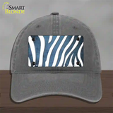 Light Blue White Zebra Oil Rubbed Novelty License Plate Hat Unconstructed Cotton / Charcoal