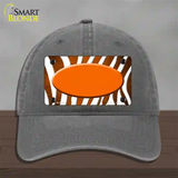 Orange White Zebra Oval Oil Rubbed Novelty License Plate Hat Unconstructed Cotton / Charcoal