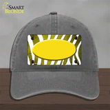 Yellow White Zebra Oval Oil Rubbed Novelty License Plate Hat Unconstructed Cotton / Charcoal