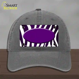 Purple White Zebra Oval Oil Rubbed Novelty License Plate Hat Unconstructed Cotton / Charcoal