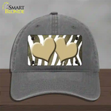 Gold White Zebra Hearts Oil Rubbed Novelty License Plate Hat Unconstructed Cotton / Charcoal