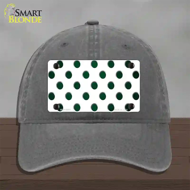 Green White Dots Oil Rubbed Novelty License Plate Hat Unconstructed Cotton / Charcoal