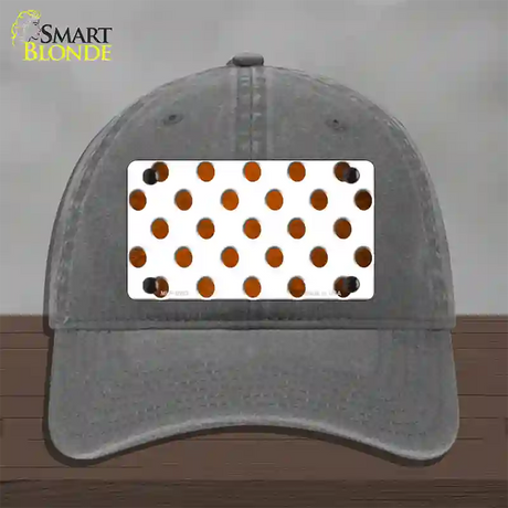 Orange White Dots Oil Rubbed Novelty License Plate Hat Unconstructed Cotton / Charcoal