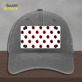 Red White Dots Oil Rubbed Novelty License Plate Hat Unconstructed Cotton / Charcoal