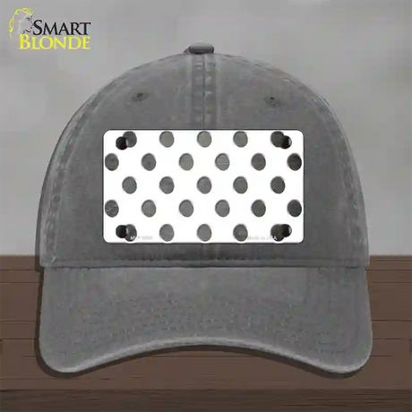 Gray White Dots Oil Rubbed Novelty License Plate Hat Unconstructed Cotton / Charcoal