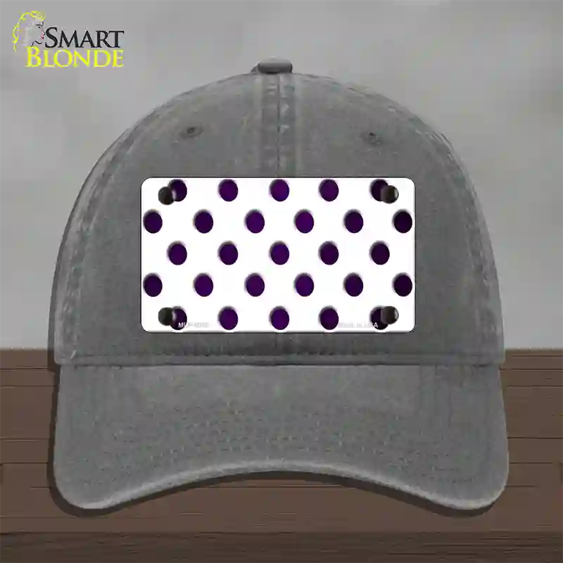 Purple White Dots Oil Rubbed Novelty License Plate Hat Unconstructed Cotton / Charcoal