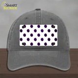 Purple White Dots Oil Rubbed Novelty License Plate Hat Unconstructed Cotton / Charcoal