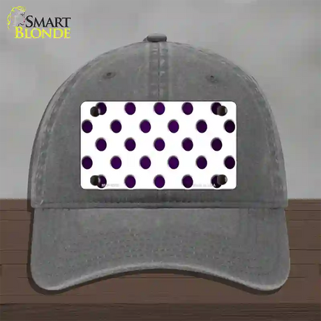 Purple White Dots Oil Rubbed Novelty License Plate Hat Unconstructed Cotton / Charcoal