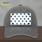 Light Blue White Dots Oil Rubbed Novelty License Plate Hat Unconstructed Cotton / Charcoal