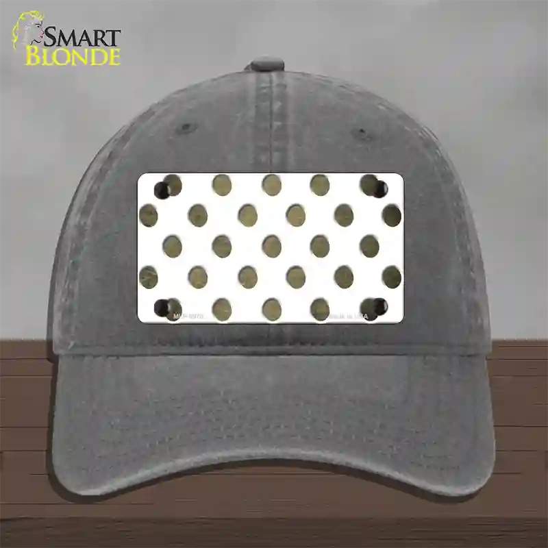 Gold White Dots Oil Rubbed Novelty License Plate Hat Unconstructed Cotton / Charcoal