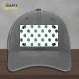 Mint White Dots Oil Rubbed Novelty License Plate Hat Unconstructed Cotton / Charcoal