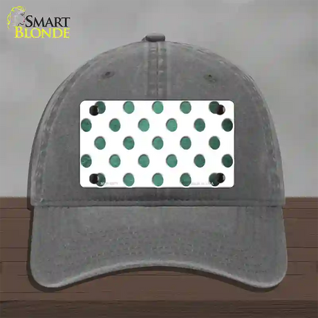 Mint White Dots Oil Rubbed Novelty License Plate Hat Unconstructed Cotton / Charcoal