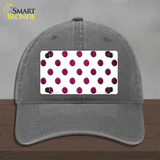 Pink White Dots Oil Rubbed Novelty License Plate Hat Unconstructed Cotton / Charcoal