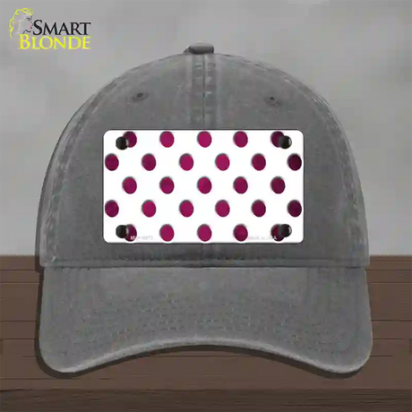 Pink White Dots Oil Rubbed Novelty License Plate Hat Unconstructed Cotton / Charcoal