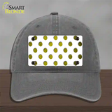 Yellow White Dots Oil Rubbed Novelty License Plate Hat Unconstructed Cotton / Charcoal