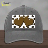 Brown White Dots Hearts Oil Rubbed Novelty License Plate Hat Unconstructed Cotton / Charcoal