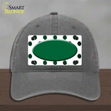 Green White Dots Oval Oil Rubbed Novelty License Plate Hat Unconstructed Cotton / Charcoal