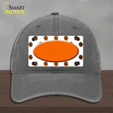 Orange White Dots Oval Oil Rubbed Novelty License Plate Hat Unconstructed Cotton / Charcoal