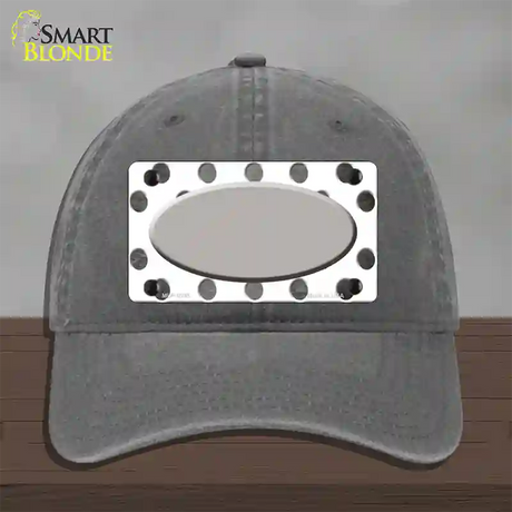 Gray White Dots Oval Oil Rubbed Novelty License Plate Hat Unconstructed Cotton / Charcoal