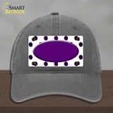 Purple White Dots Oval Oil Rubbed Novelty License Plate Hat Unconstructed Cotton / Charcoal