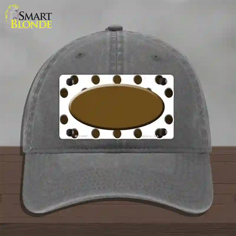 Brown White Dots Oval Oil Rubbed Novelty License Plate Hat Unconstructed Cotton / Charcoal