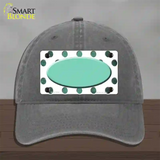 Mint White Dots Oval Oil Rubbed Novelty License Plate Hat Unconstructed Cotton / Charcoal