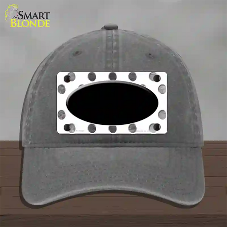 Black White Dots Oval Oil Rubbed Novelty License Plate Hat Unconstructed Cotton / Charcoal