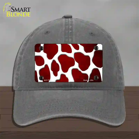 Red White Giraffe Oil Rubbed Novelty License Plate Hat Unconstructed Cotton / Charcoal