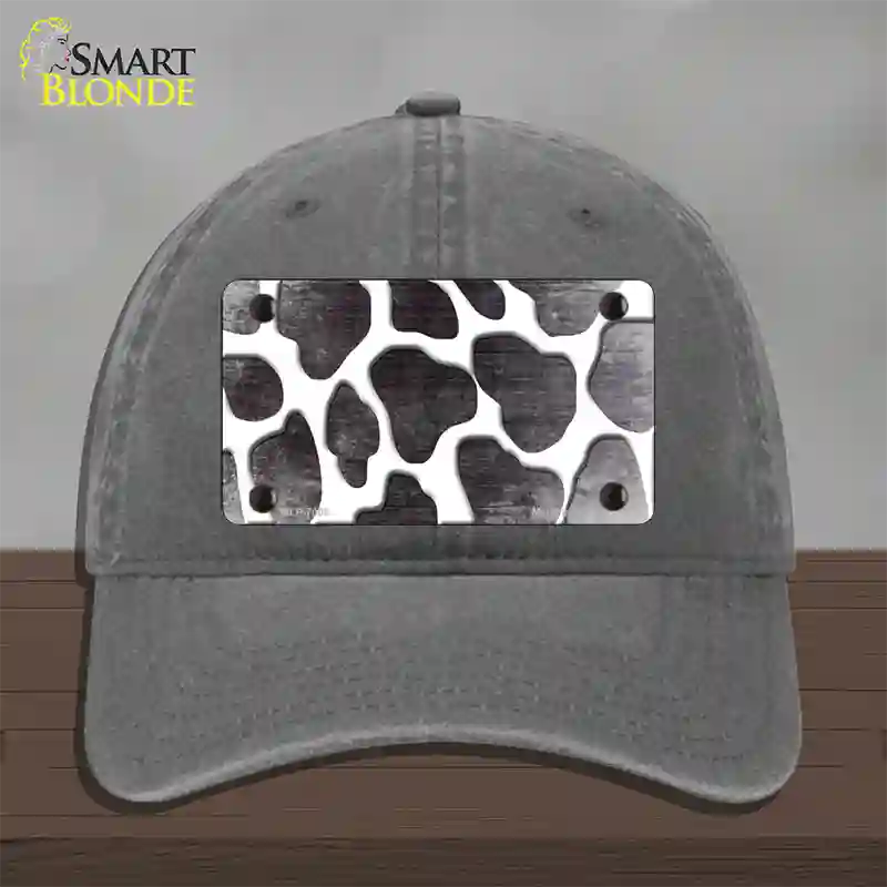 Black White Giraffe Oil Rubbed Novelty License Plate Hat Unconstructed Cotton / Charcoal