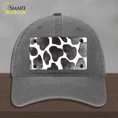 Black White Giraffe Oil Rubbed Novelty License Plate Hat Unconstructed Cotton / Charcoal