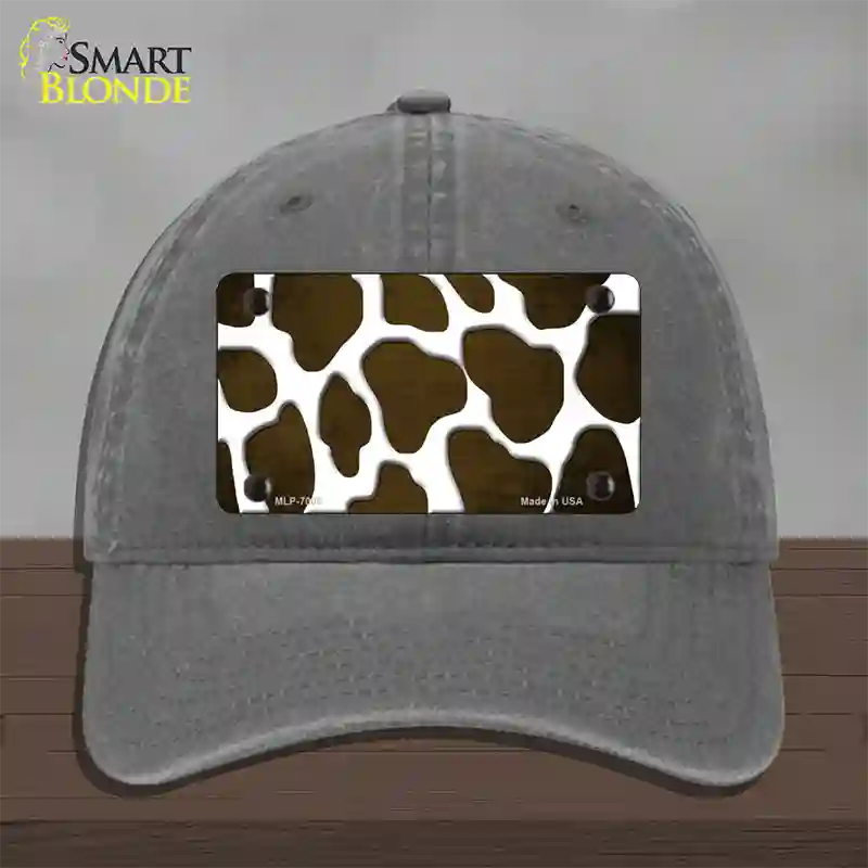 Brown White Giraffe Oil Rubbed Novelty License Plate Hat Unconstructed Cotton / Charcoal