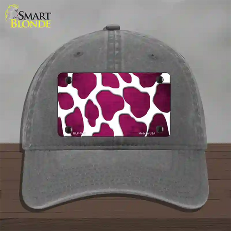 Pink White Giraffe Oil Rubbed Novelty License Plate Hat Unconstructed Cotton / Charcoal