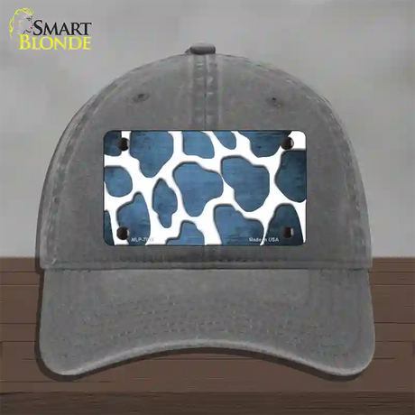 Light Blue White Giraffe Oil Rubbed Novelty License Plate Hat Unconstructed Cotton / Charcoal