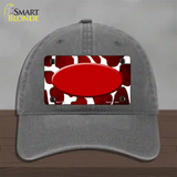 Red White Oval Giraffe Oil Rubbed Novelty License Plate Hat Unconstructed Cotton / Charcoal