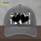 Black White Hearts Giraffe Oil Rubbed Novelty License Plate Hat Unconstructed Cotton / Charcoal